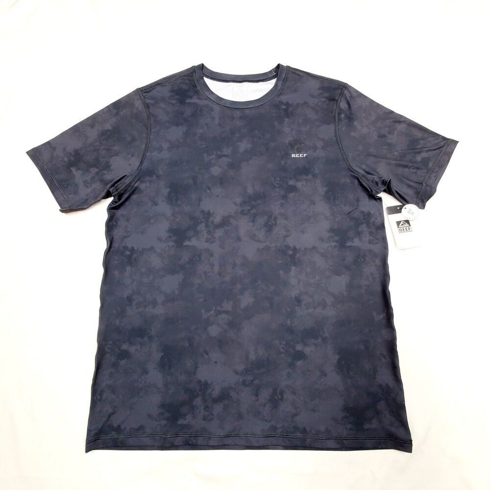 Large Reef Pirate Black Grey Camo Serps Up RashGuard Palm Tree Surf T-Shirt 44"